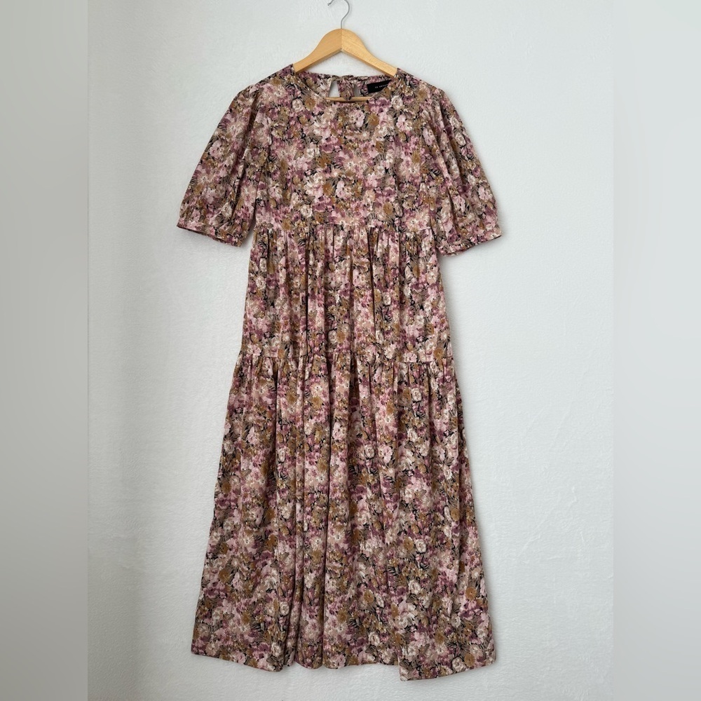 En Saison Floral Midi Dress in Pink and Brown
